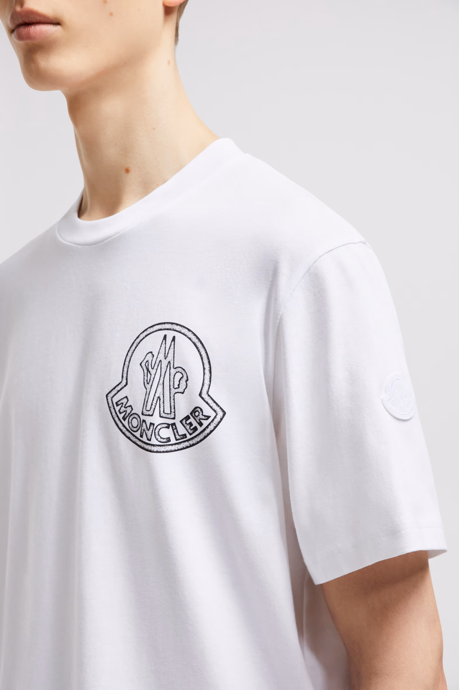 Logo Cotton T-Shirt Men White Moncler 6
